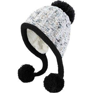 Women White Black Winter Peruvian Cover Ears Beanie Hat Ear Flaps Sherp Ski Snow